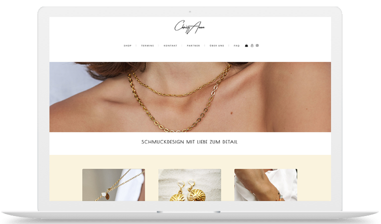 Webseite von Christy Anna als Referenz für einen erfolgreichen Onlineshop
